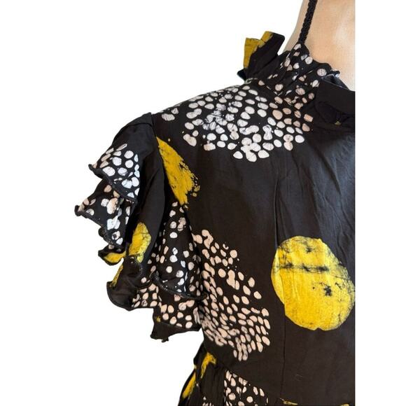 Busayo Black Yellow Puff Sleeve Print Maxi Dress - Picture 5 of 13